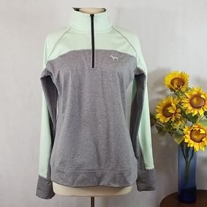 PINK Victoria Secert Mint & Gray ¼ Zip Pullover size Large